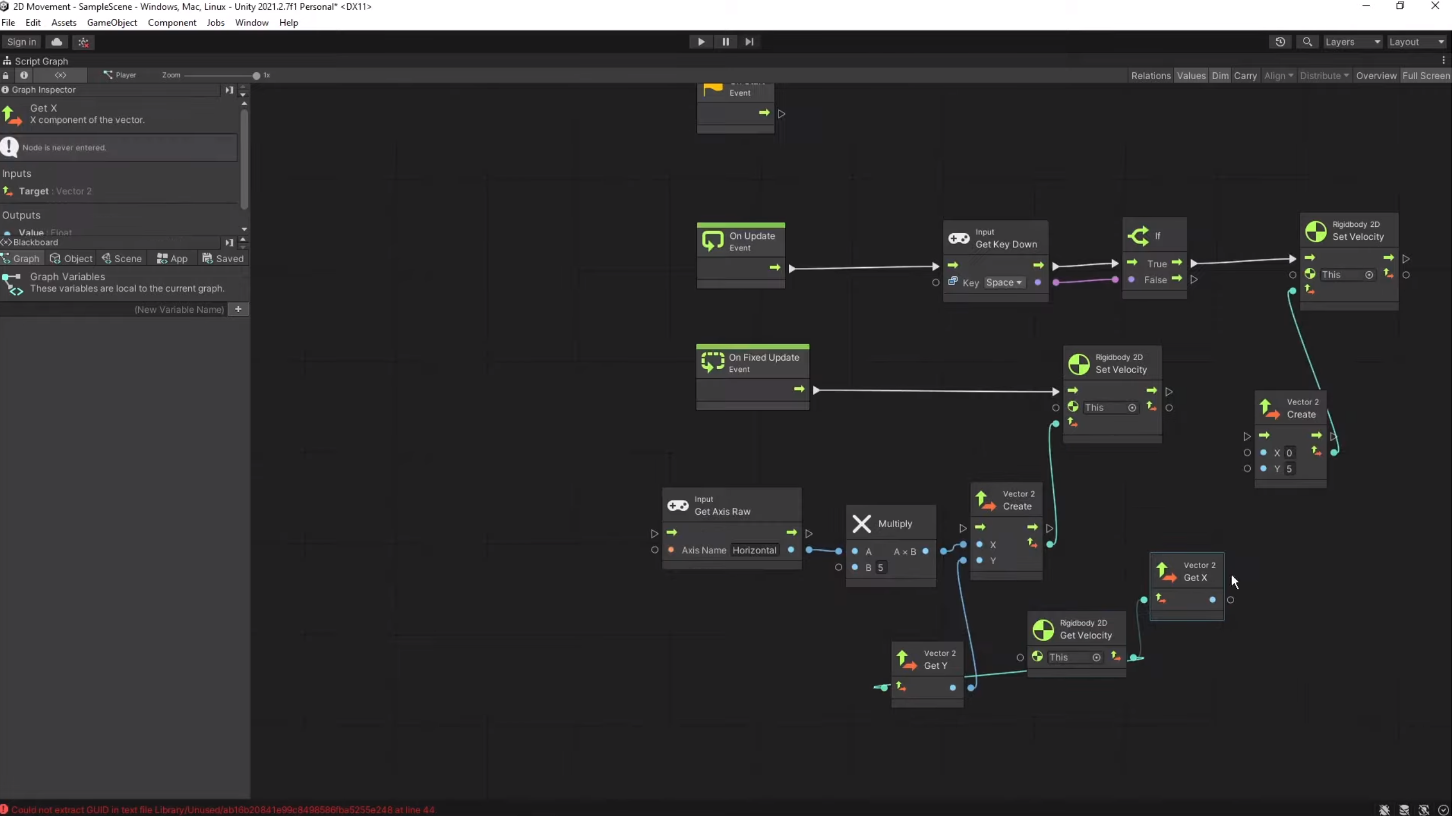 The Unity Visual Scripting editor